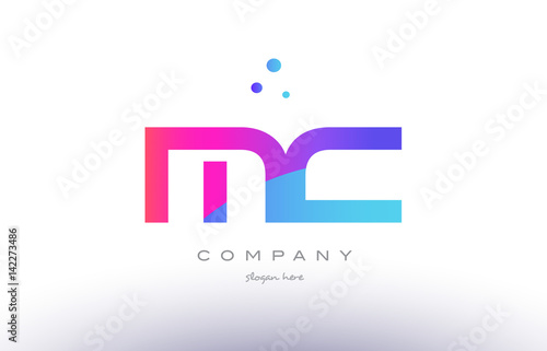 mc m c creative pink blue modern alphabet letter logo icon template