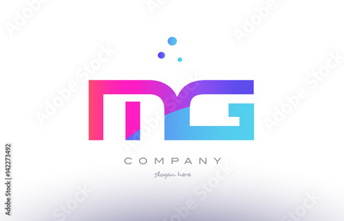 mg m g  creative pink blue modern alphabet letter logo icon template