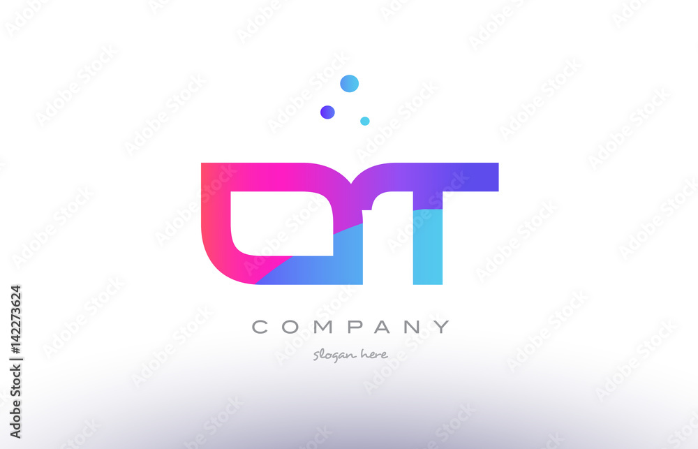 ot o t  creative pink blue modern alphabet letter logo icon template