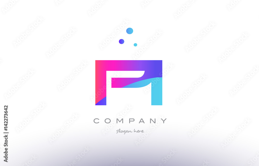 pi p i  creative pink blue modern alphabet letter logo icon template - obrazy, fototapety, plakaty 