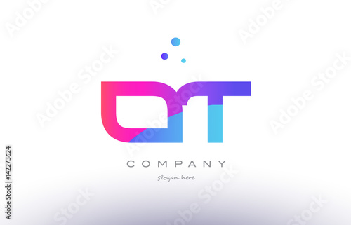 ot o t  creative pink blue modern alphabet letter logo icon template