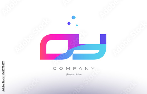 oy o y  creative pink blue modern alphabet letter logo icon template