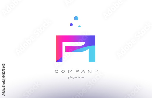 pi p i  creative pink blue modern alphabet letter logo icon template