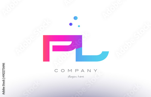 pl p l  creative pink blue modern alphabet letter logo icon template