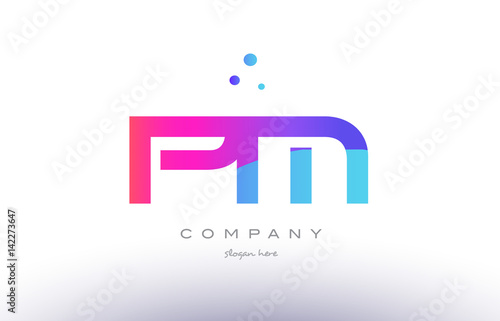 pm p l  creative pink blue modern alphabet letter logo icon template
