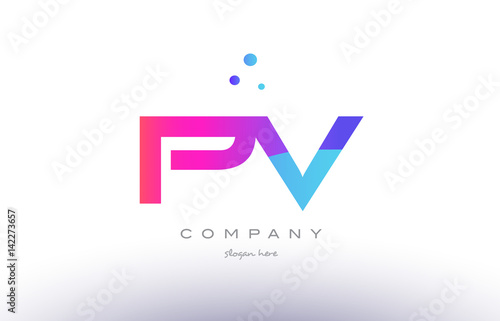 pv p v  creative pink blue modern alphabet letter logo icon template