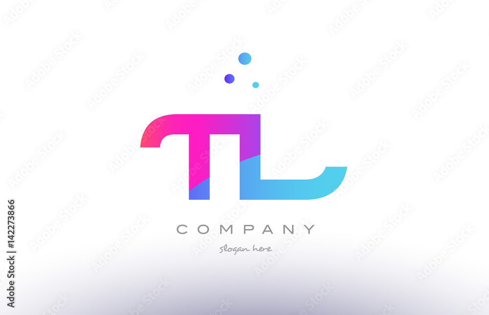 tl t l  creative pink blue modern alphabet letter logo icon template