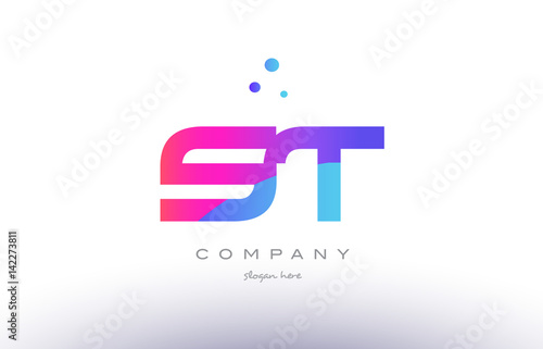 st s t creative pink blue modern alphabet letter logo icon template
