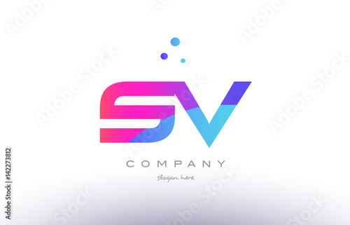 sv s v  creative pink blue modern alphabet letter logo icon template