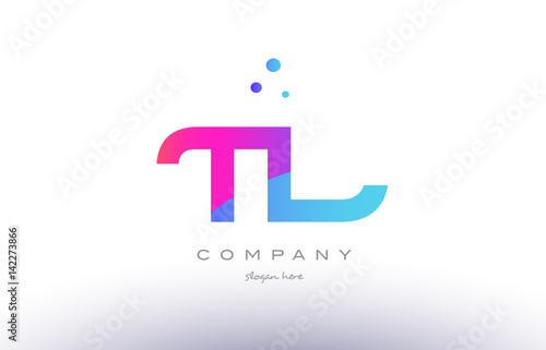 Photos tl t l  creative pink blue modern alphabet letter logo icon template
