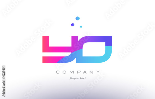 yo y o  creative pink blue modern alphabet letter logo icon template