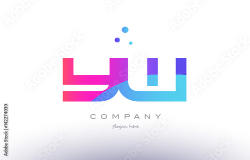 yw y w creative pink blue modern alphabet letter logo icon template