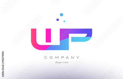 wp w p creative pink blue modern alphabet letter logo icon template