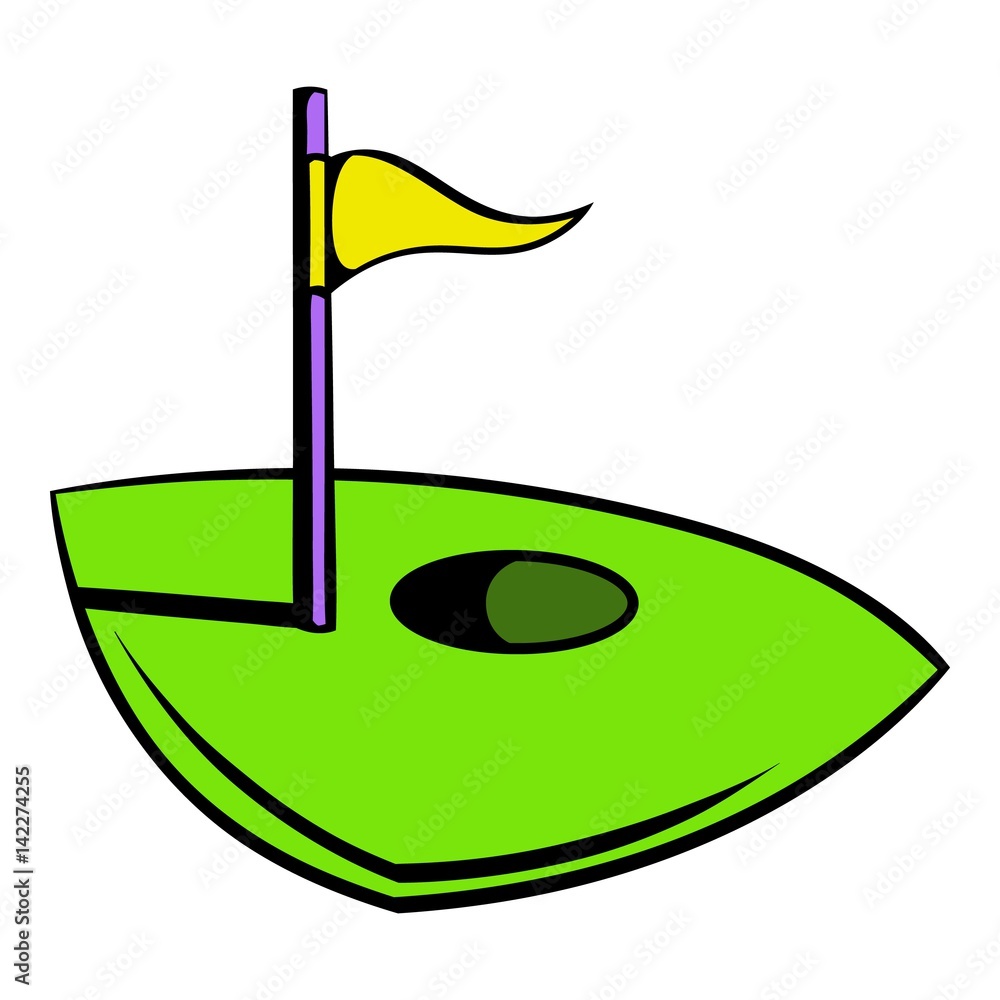 Flag on a golf course icon, icon cartoon Flag on a golf course icon, icon cartoon