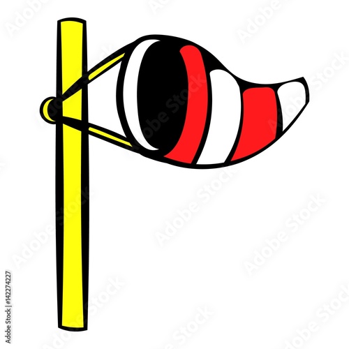 Windsock on golf course icon, icon cartoon