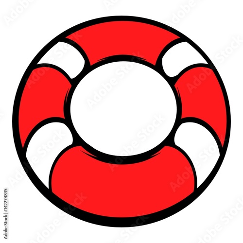 Red lifebuoy icon, icon cartoon