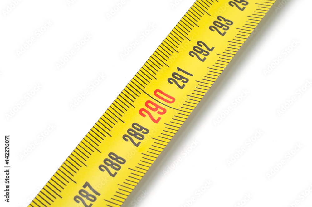 Measuring tape close-up on a white background Measuring tape close-up on a white background
