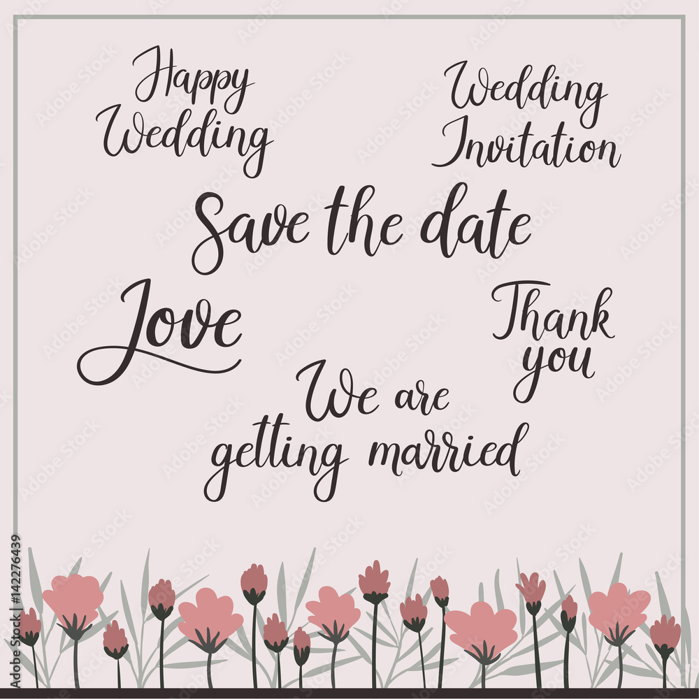 Wedding calligraphy set. Save the Date, Invitation, getting married