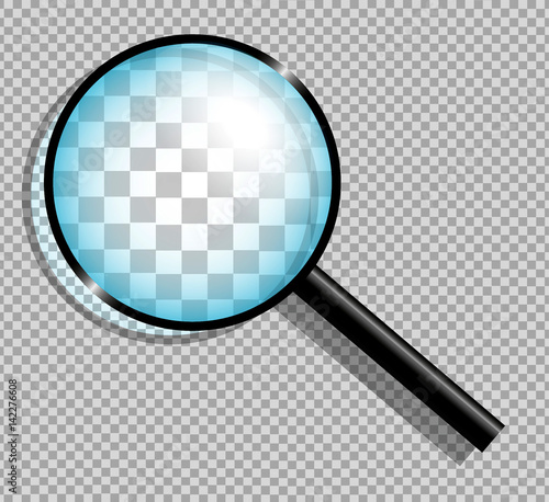 Magnifying glass on transparent background. photo