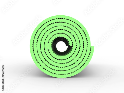 3D illustration green yoga mat