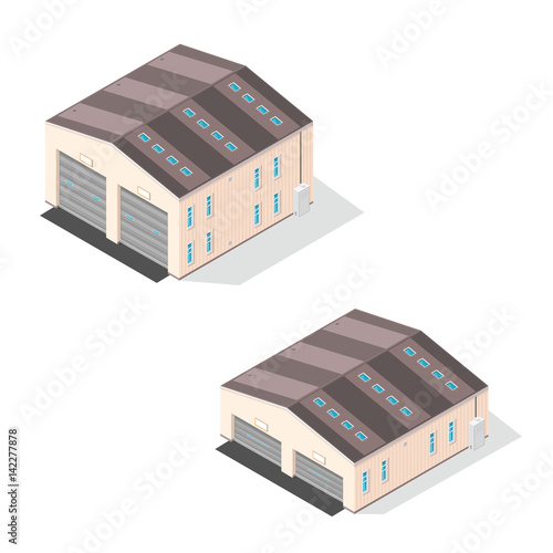 Vector Isometric Factory Manufacturer.

Isometric illustration concept of a commercial industrial building with vehicle delivery entrance.