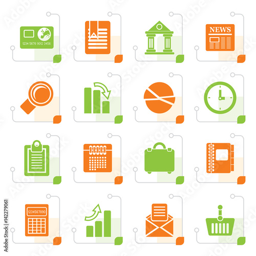 Stylized Business and Office Realistic Internet Icons - Vector Icon Set 3