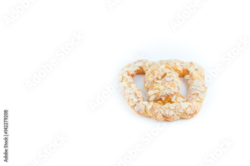 Beautiful traditional european sweet Pretzels (German Bretzel, Brezl, Breze) with white background photo