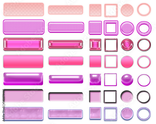 A selection of blank pinki banners and icons designed for the web. photo