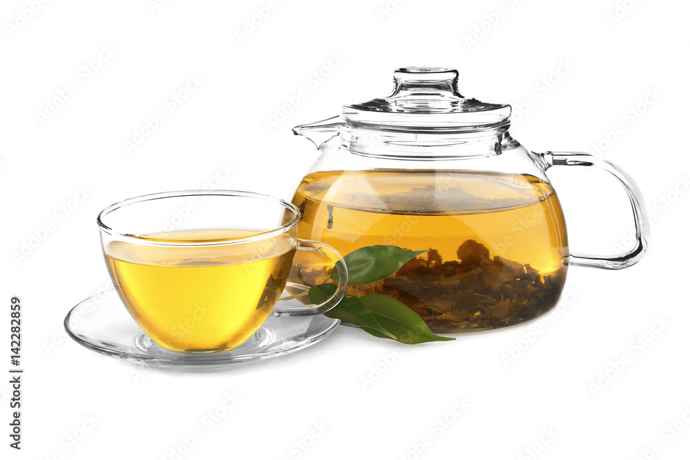 Tea pot with cup isolated on white Tea pot with cup isolated on white