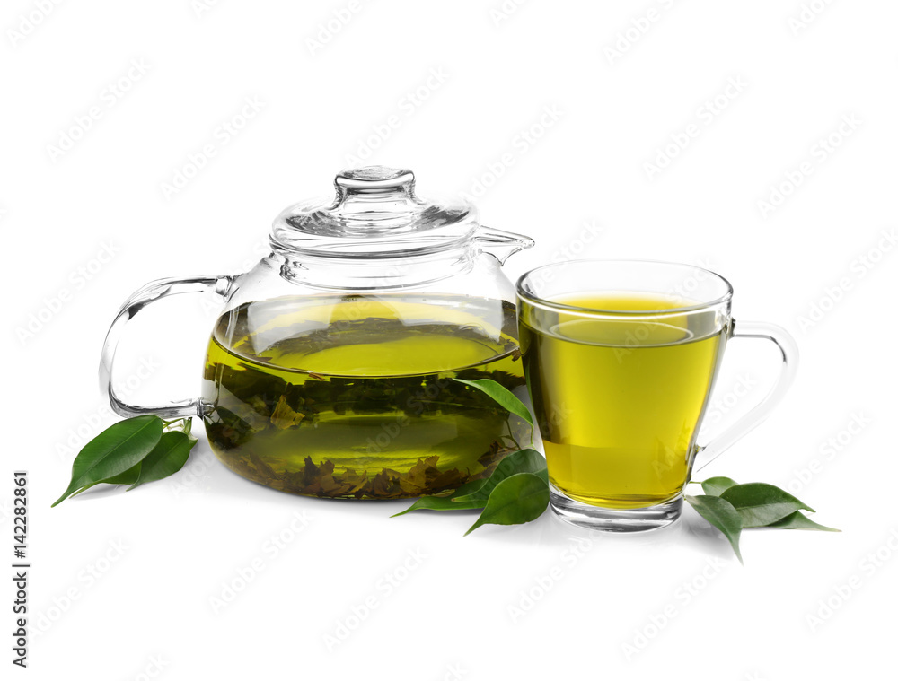 Tea pot with cup isolated on white Tea pot with cup isolated on white