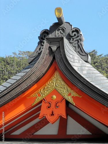 Crest on the Kirishima Jingu Shint Shrine, Kagoshima, Japan photo