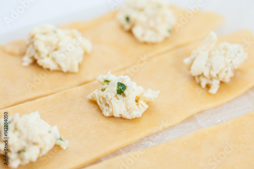 Ravioli Preparation : Stuffing ravioli dough strips