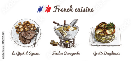 French menu colorful illustration.