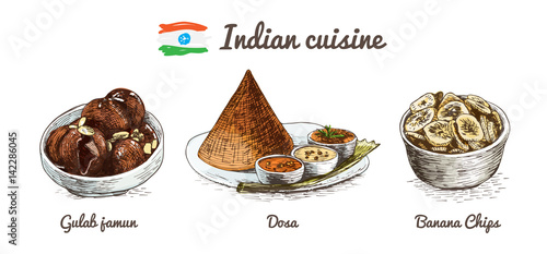 Indian menu colorful illustration.