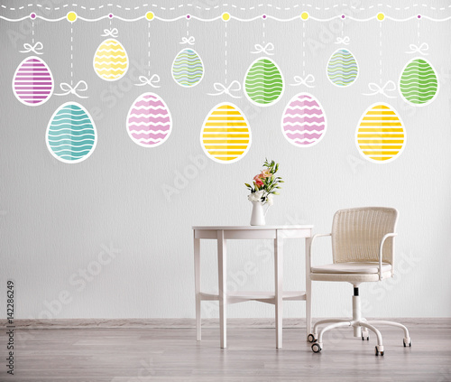 Room interior with white fu...