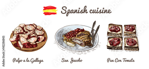 Spanish menu colorful illustration.