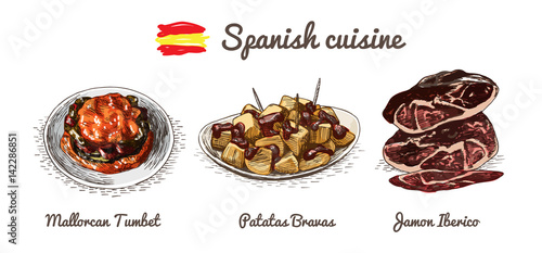 Spanish menu colorful illustration. photo