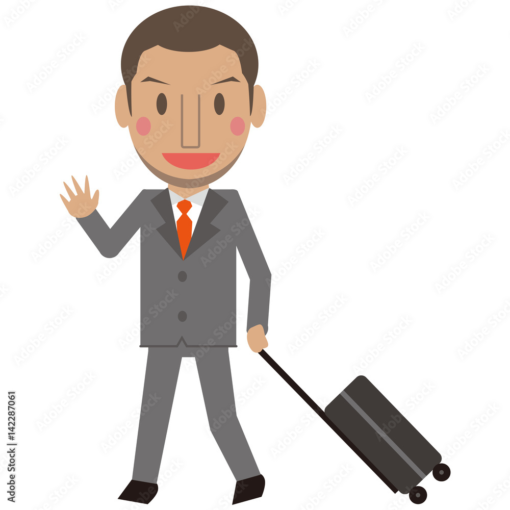 かわいいアフリカ系男性　グレーのスーツのビジネスマン　短髪　出張