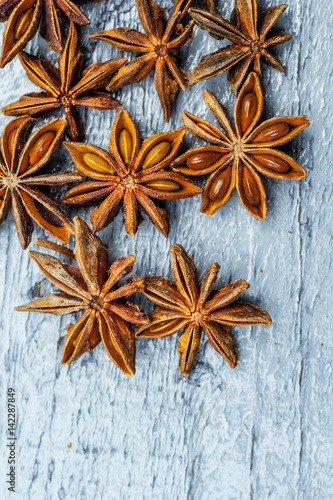 Old, wooden background and anise