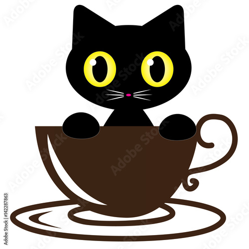 Cat logo coffee vector.