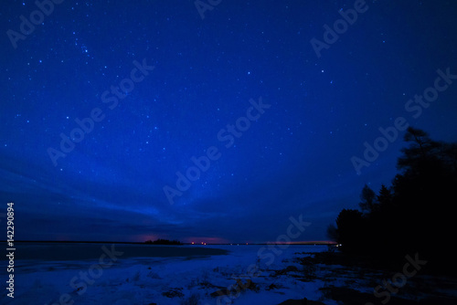 Milky way over Lake Huron in Winter on the Bruce Peninsula