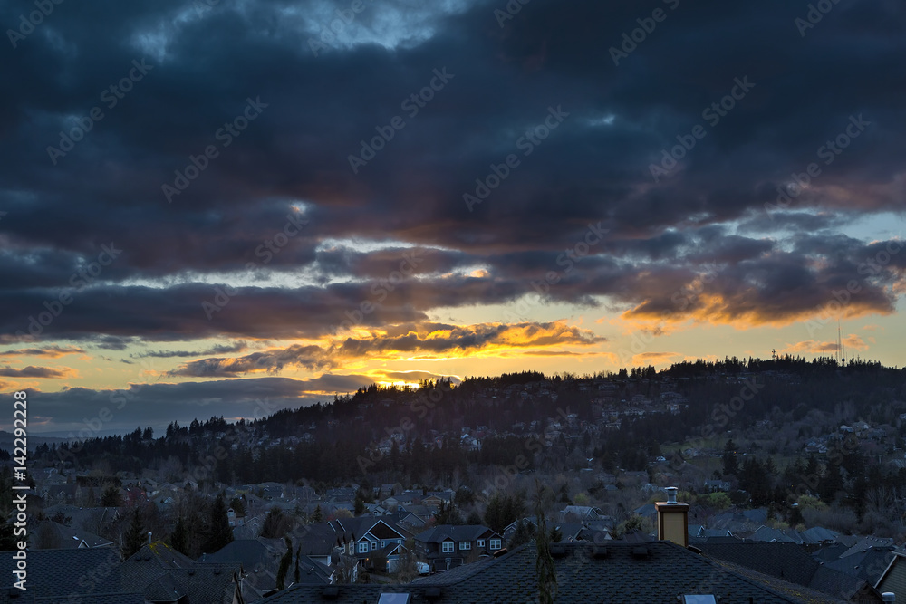 Stormy Sunset over Happy Valley Oregon