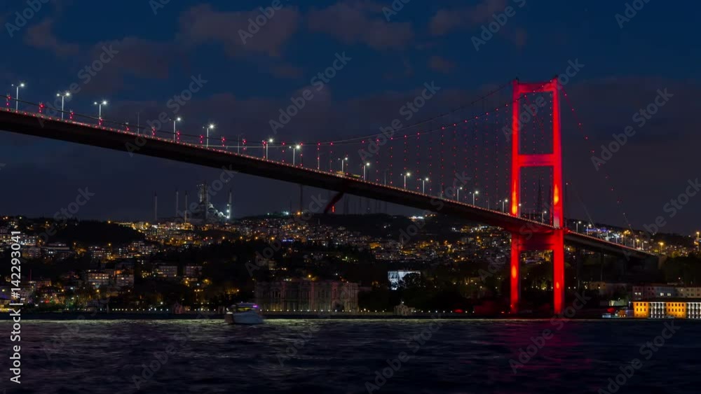 Ultra Hd 4K tracking shot time lapse photography evening time Bosphorus Bridge at istanbul Turkey Ultra Hd 4K tracking shot time lapse photography evening time Bosphorus Bridge at istanbul Turkey
