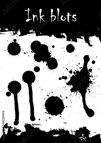 A set of ink blots of various shapes. Vector.