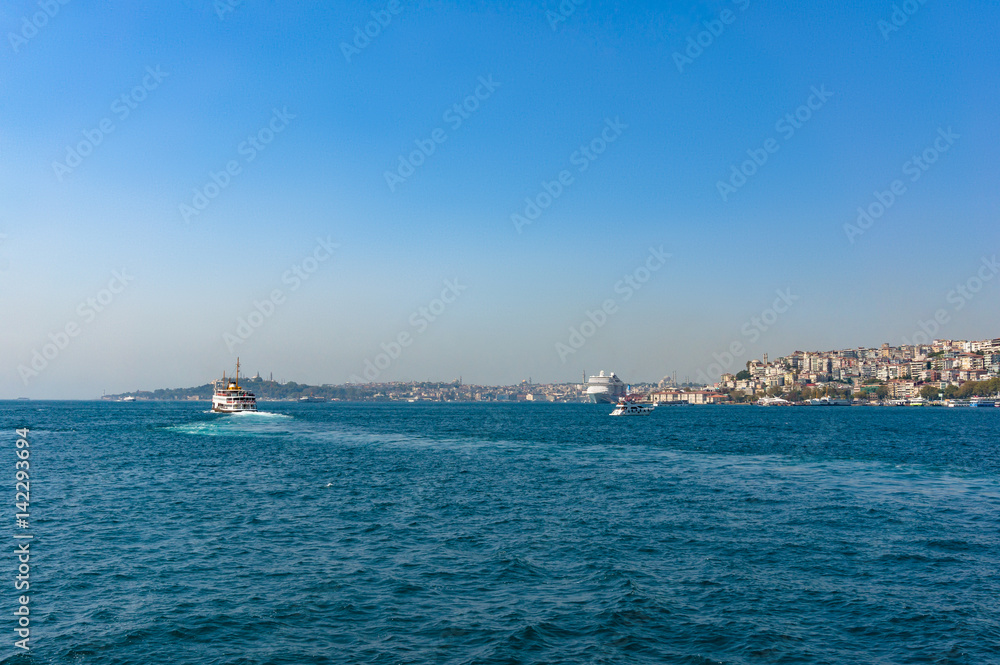 Passenger ferry travelling over Golden Horn bay