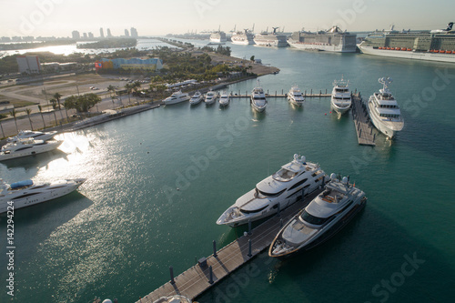Aerial photo Luxury yachts in Miami © Felix Mizioznikov