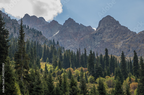 Tuyk su gorge near Shymbulak ski resort. Tien Shan mountains at summer time, Almaty, Kazakhstan © allenkayaa