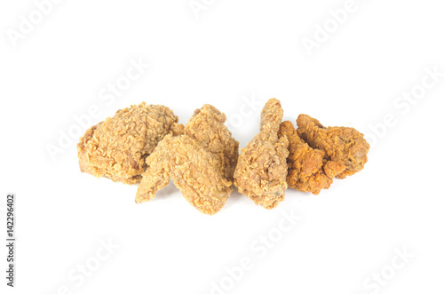 Fried chicken on white back...