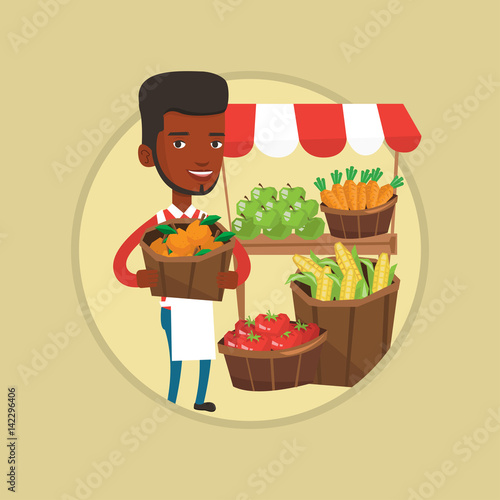 Street seller with fruits and vegetables.