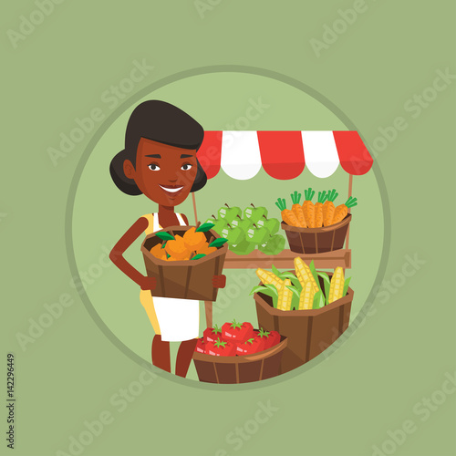 Street seller with fruits and vegetables.
